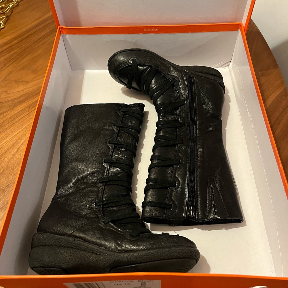 Girls Miz Mooz Ocarina Black Leather Tall Boots